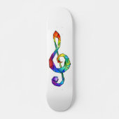 Skateboard Rainbow musical key treble clef (Devant)