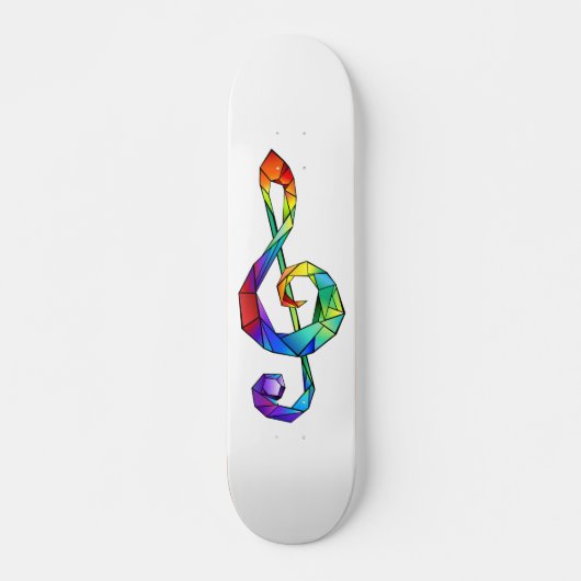 Skateboard Rainbow musical key treble clef (Devant)