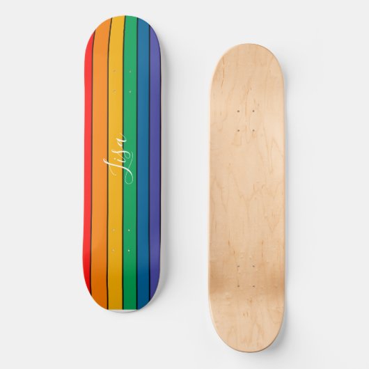 Skateboard Rainbow Stride Pride drapeau LGBTQ Monogramme - No (Recto)