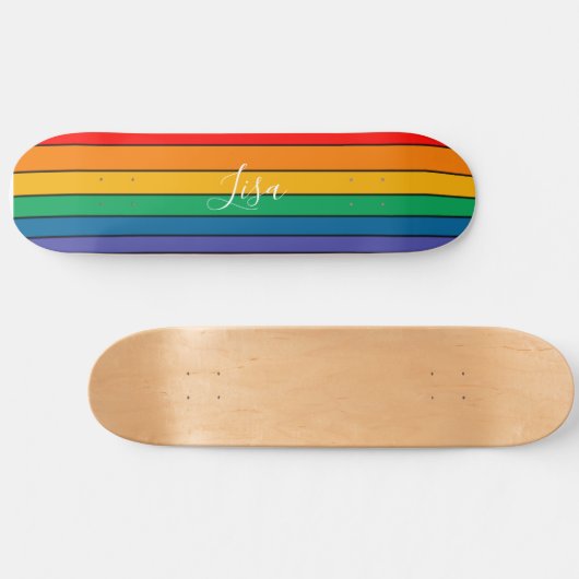 Skateboard Rainbow Stride Pride drapeau LGBTQ Monogramme - No (Horz)
