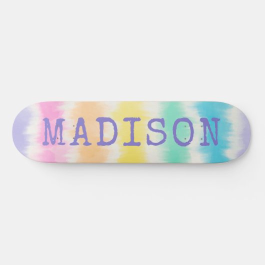 Skateboard Rainbow Stripes Tie Dye Nom personnalisé (Horz)