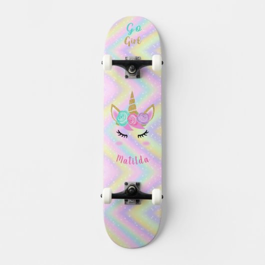 Skateboard Rainbow Unicorn Girl (Recto)