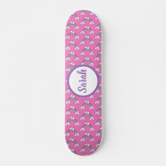 Skateboard Rainbow Unicorn Motif Nom personnalisé (Devant)