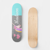 Skateboard Rainbow Unicorn Turquoise Parties scintillant arge (Recto)