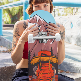 Skateboard Randonnée de femme montagne forêt sentier aventure