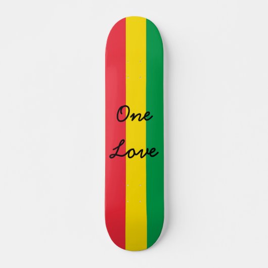Skateboard Rasta Couleur Vert Jaune Rouge Drapeau Tirures One (Devant)