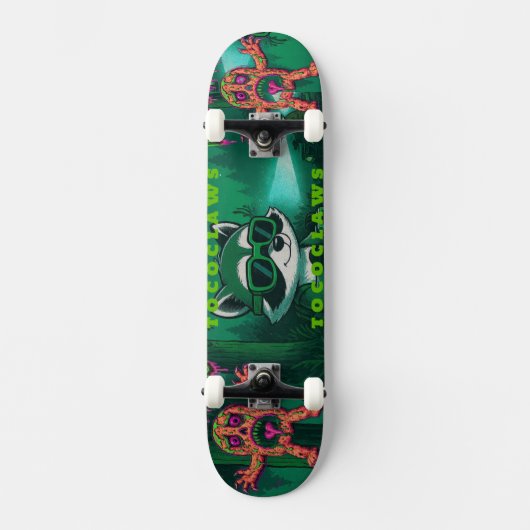 Skateboard Raton laveur psychédélique & graphique de monstre (Recto)