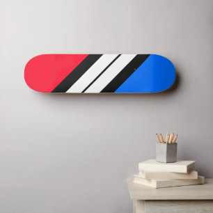 Skateboard Rayure diagonale de course Rouge Bleu Noir Blanc A