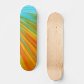 Skateboard rayures Abstraites rouge jaune orange vert sur ble (Recto)