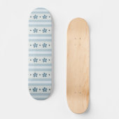 Skateboard Rayures Bleues Clair Et Fleurs (Recto)