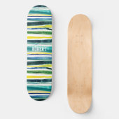 Skateboard Rayures bleues et vertes (Recto)