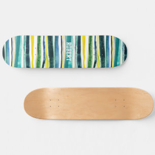 Skateboard Rayures bleues et vertes