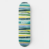 Skateboard Rayures bleues et vertes (Recto)