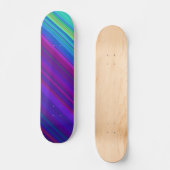 Skateboard Rayures colorées modernes vert bleu violet (Recto)