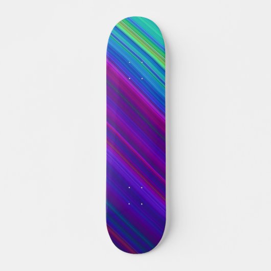 Skateboard Rayures colorées modernes vert bleu violet (Devant)