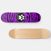 Skateboard Rayures de zèbre violet électrique; Empreinte de p (Horz)