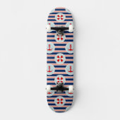 Skateboard Rayures et motif de points nautiques (Recto)