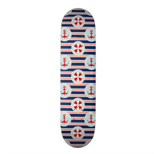 Skateboard Rayures et motif de points nautiques