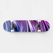 Skateboard Rayures noires, blanches et violettes (Horz)