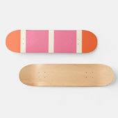 Skateboard Rayures Simples en Rose, Orange et Crème (Horz)