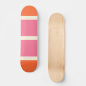 Skateboard Rayures Simples en Rose, Orange et Crème (Recto)