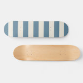 Skateboard Rayures verticales bleues et crème (Horz)