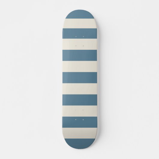 Skateboard Rayures verticales bleues et crème (Devant)