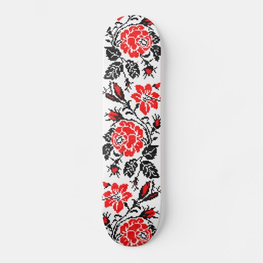 Skateboard Red & Black Rose cross-stitch Russian Pattern (Recto)