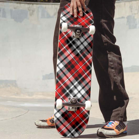 Skateboard Red Black White Plaid Tartan Pattern Design 