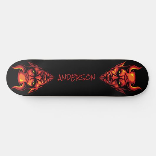 skateboard Red Devil Head avec des cornes (Horz)