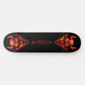skateboard Red Devil Head met Horns (Horizontaal)