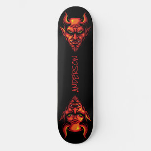 skateboard Red Devil Head met Horns