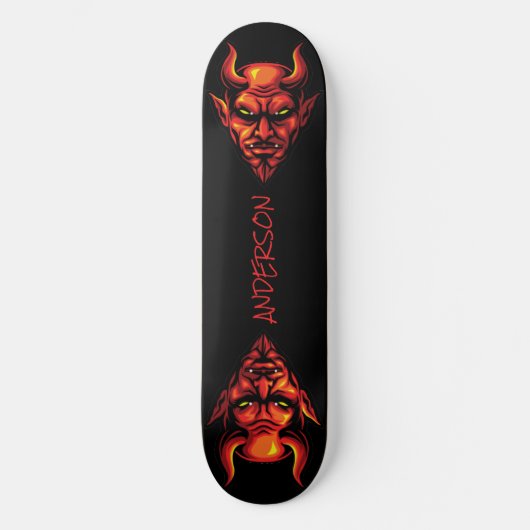 skateboard Red Devil Head met Horns (Voorkant)