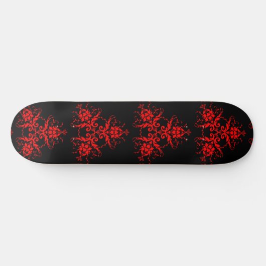 Skateboard Red Goth Vintage Damask (Horz)