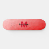Skateboard Red gradient geometric mesh pattern Monogram (Horz)