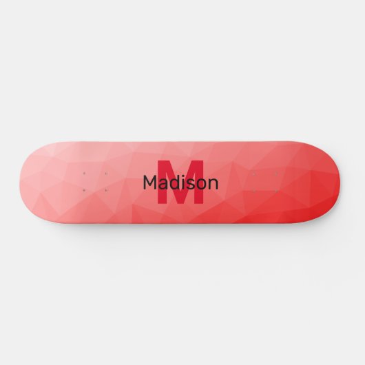 Skateboard Red gradient geometric mesh pattern Monogram (Horz)