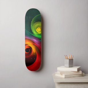 Skateboard Red Green Yin Yang Moderne Motif d'art Abstrait #2
