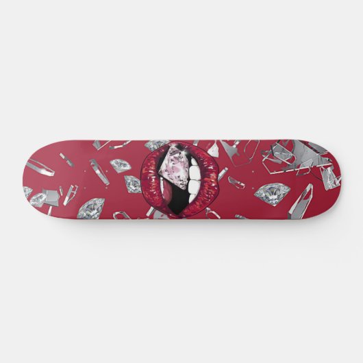 Skateboard Red lips shattered glass image (Horz)