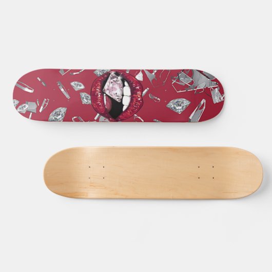 Skateboard Red lips shattered glass image (Horz)