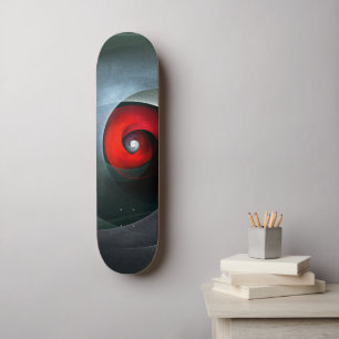 Skateboard Red Swirl Artistique moderne Art Abstrait Motif #1