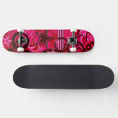 Skateboard Red Swirls and Stars (Horz)