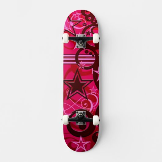 Skateboard Red Swirls and Stars (Recto)