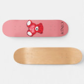 Skateboard Red teddy bear skateboard, custom name (Horz)