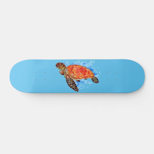 Skateboard Red Watercolor Sea Turtle (Horz)
