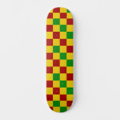 Skateboard Red Yellow Green Checkered Pattern Design  (Recto)