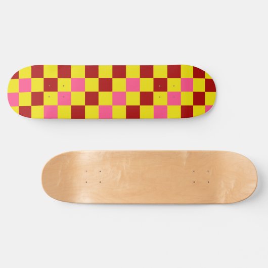 Skateboard Red Yellow Pink Checkered Pattern Design  (Horz)