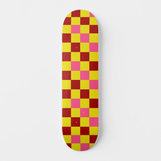Skateboard Red Yellow Pink Checkered Pattern Design  (Recto)
