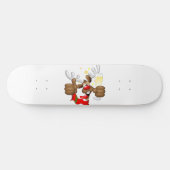 Skateboard Reindeer Drunk Funny Caractère de Noël (Horz)