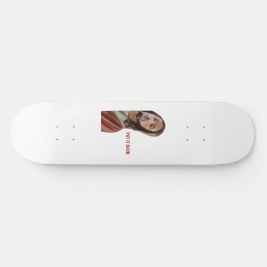 Skateboard Remettez-Le Drôle Jésus Sur arrière - plan Blanc (Horz)