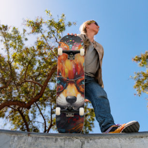 Skateboard Renard Abstrait libre sauvage